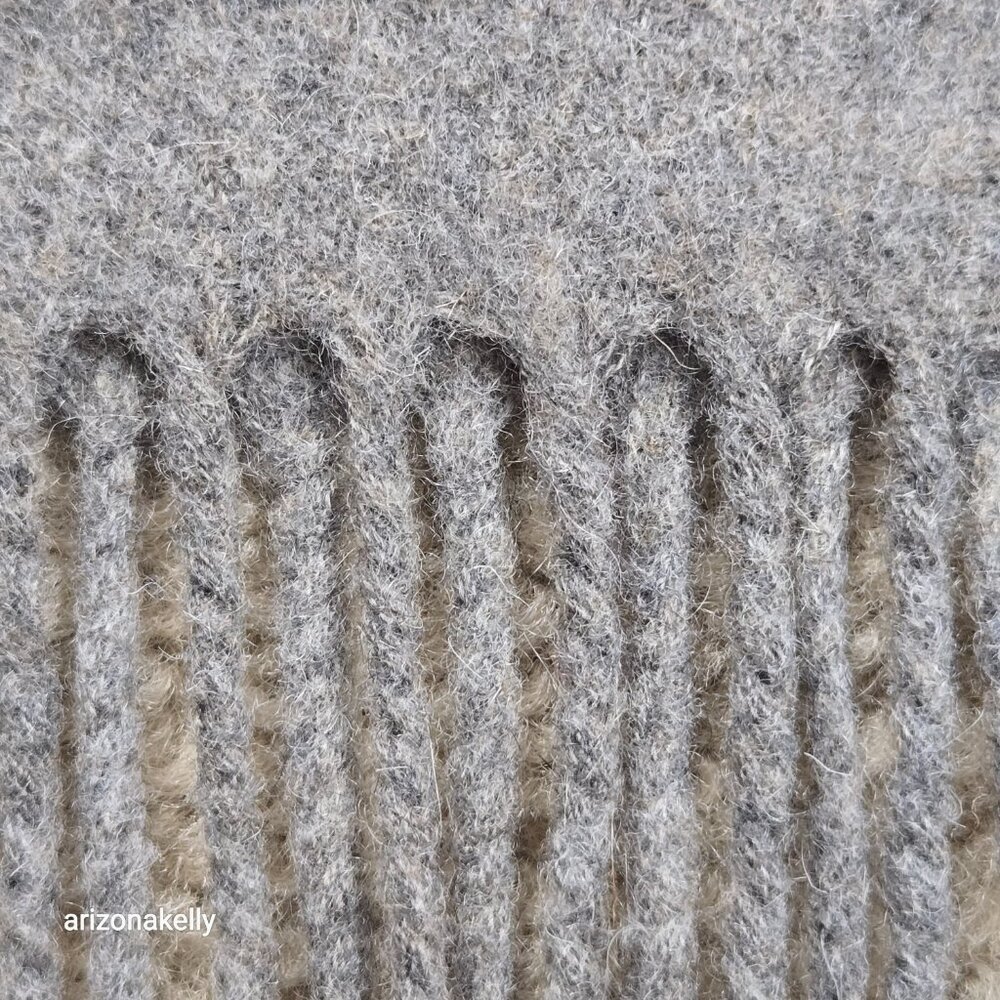 NWOT Beast Wool Scarf Grey Fringed Thick Oversized - Picture 6 of 10
